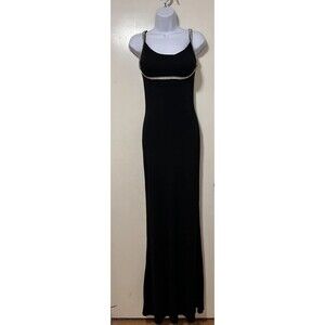 Vtg  lillie Rubin Black Long Gown Rhinestone Straps And Trim Size S Nicole Bakti